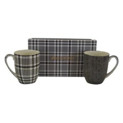 McIntosh Fine Bone China - Shades of Grey Mug Pair